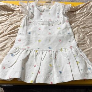 Janie and Jack White Dress with Colorful Floral Patterns